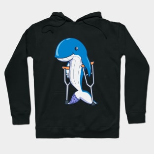 On crutches - cartoon whale Hoodie